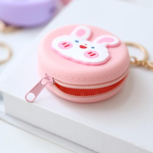 Keychain Cartoon Portable Round Silicone Coin Purse Coin Storage Bag Wallet Key Case3