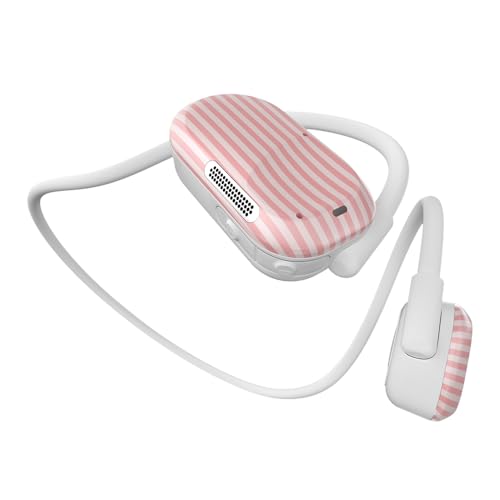 Image of Purity Air Open Ear Headphones - True Air Conduction Wireless Bluetooth Open Ear Earbuds with Dual Mic for iPhone /Android - Secured Long Wearing Comfort, Sports Sweat Resistant (Pink Stripes)