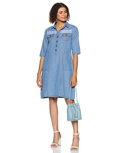 Image of pluss Women's Georgette A-Line Knee-Length Dress