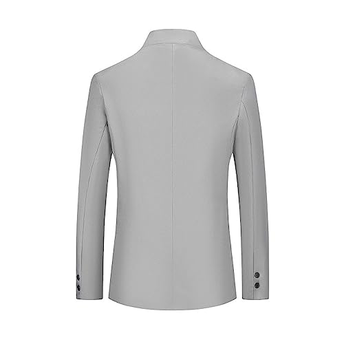 Zeiyignr Men's Chinese Tunic Suits Mandarin Collar Formal Suit Jacket Solid Slim Fit Front Button Blazer Traditional Uniform3