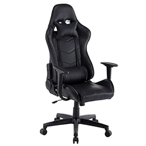 Gaming stoel – Zwart – Met Nekkussen & Verstelbaar Rugkussen – Bureaustoel – Gamestoel – Game Stoel – Gaming Chair