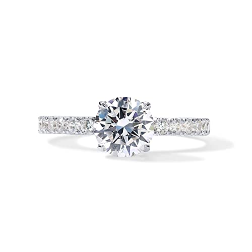 PAVOI 14K Gold Plated Round Cut Solitaire Cubic Zirconia Engagement & Promise Rings for Women