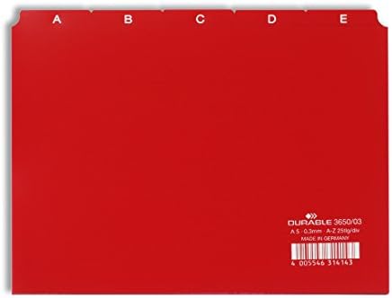 DURABLE Leitregister A5 5/5-tlg. A-Z geprägt PP, 365002 DURABLE Leitregister A5 5/5-tlg. A-Z geprägt PP, 365002