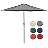 9 ft patio umbrella outdoor market patio umbrellas with steel pole push button tilt easy crank lift 9 ft cooling gray  urban country home decor