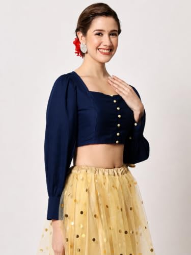 Image of studio rasa Chroma Button Down Shirt Style Crop Top for Women Girls Casual Party