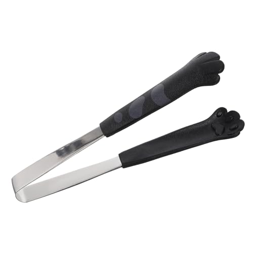 POPETPOP Pinzas de Barbacoa Multifuncionales Inoxidable Clip Portátil para Cocción Accesorio Ergonómico para Servir Ensaladas y Asados Color Negro Mediano