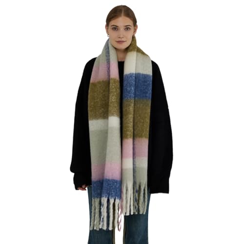 SUNDSGT Womens Scarf Winter Colorful Checked Blanket Long Thick Warm Scarfs for Women Cold Weather