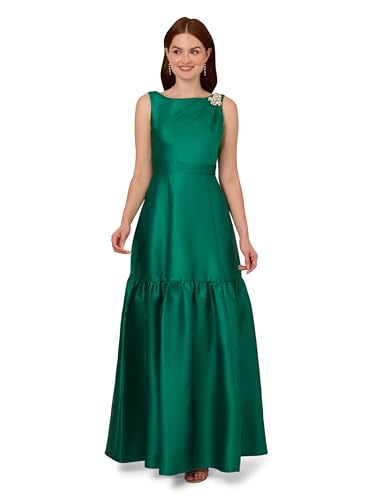 Image of Adrianna Papell Women's Mikado Flounce Shirred Gown