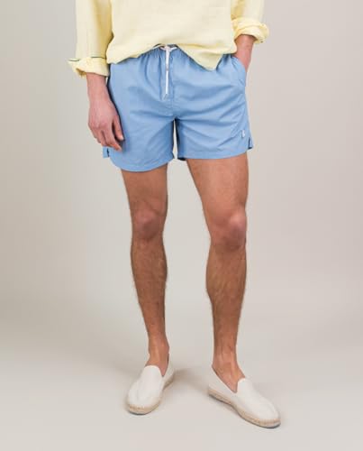 Bañador Liso Garment Dyed Azul El Ganso de algodón ligero 2