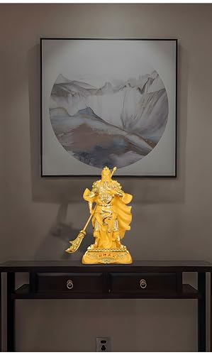Estatua dorada Guan Gong 38 cm resina miniatura 7