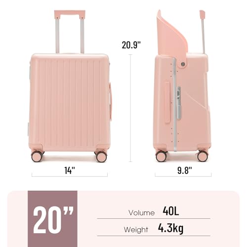 20-Inch Ride-On Suitcase for Kids & Adults – TSA-Approved Underseat Carry-On Luggage with 360° Wheels, Built-In Seat & Safety Belt – Lightweight Durable Spinner Suitcase for Airplane Travel Fits Ages