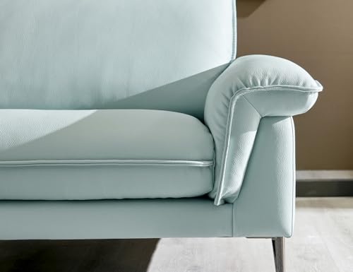 Image of Fabrique Twinkle Leatherette 3 Seater Sofa Set with Puffy Luxury Light Blue | Stylish Home Office & Living Room Furniture | Lightweight Design with Durable Stainless Steel Legs