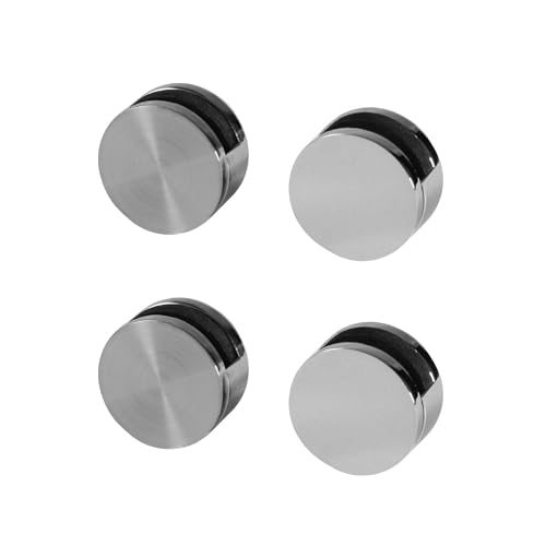 4x Spiegelhalter Ø27x14mm Glashalter 4-6mm in 2 Oberflächen auswählbar Edelstahl-Optik oder Chrom (Edelstahl-Optik)