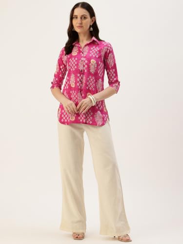Image of feranoid Classic Collared Cotton Shirt with 3 /4 Sleeve for a Timeless Casual Look