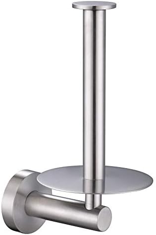 Vertical Toilet Paper Holder, Aomasi SUS304 Stainless Steel Toilet Tissue Roll Hanger with Round Plate, Bathroom TP Roll Organizer, Wall Mounted, Brushed Nickel