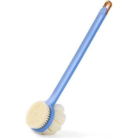 Shower Body Brush,Soft Bristles and Beautiful Pumpkin Loofah 14” Long Handle Back Scrubber Bath Mesh Sponge for Skin Exfoliating Bath,Massage Bristles Suitable for Wet or Dry,Men and Women (Blue) Cover