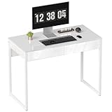 HOMCOM Bureau avec 2 tiroirs, Table d'ordinateur 100 x 50 cm, Bureau Moderne Pied en Acier...