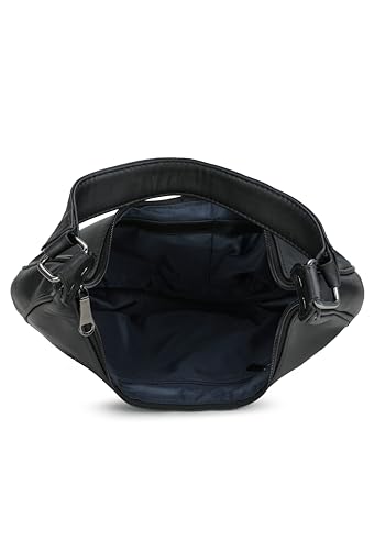 Image of K London Women's Vegan Leather Half Moon Bag | Stylish Black Shoulder Hobo | Compact Baguette Purse for Office, Casual, Party & Travel Use