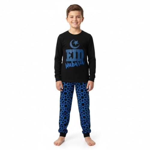Pyjamas Eid enfants noir ensemble loungewear coton 2 pièces ado