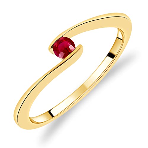 Bague Solitaire pour Femme en Or Jaune 375/1000 sertie Rubis naturel