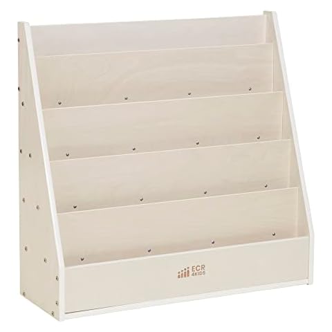 ECR4Kids Streamline Single-Sided Book Display with Storage, Classroom Bookshelf, White Wash Cover