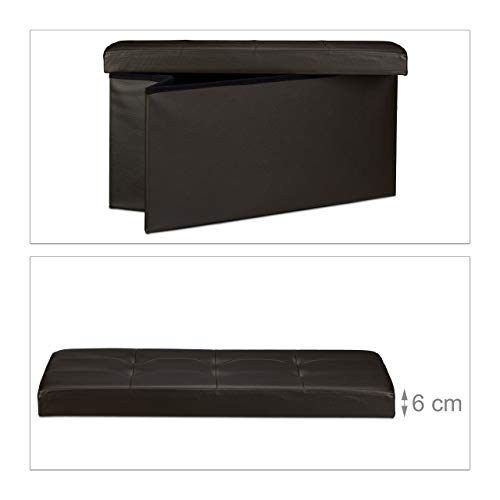 Banc de rangement 2 places en simili cuir marron Relaxdays