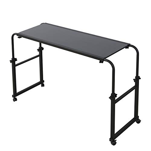 TigerDad Overbed Table with Wheels, Adjustable Length & Height, Multifunctional, Easy Assembly, Black, King Size
