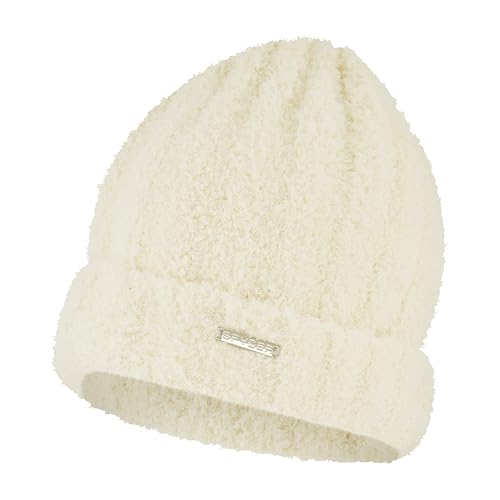 Spyder Womens Fuzzy Knit Ribbed Cuff Beanie, Chalk, One Size