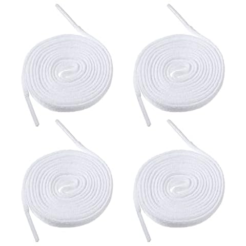 ueslwser White Shoe Laces, Flat Shoelaces Sneakers Laces,Sports Shoe Laces,Durable Shoe Laces for Trainers Walking Boots Hiking Shoes,Replacement Boot Laces for Walking Boots,Casual Shoes Adults Kids Cover
