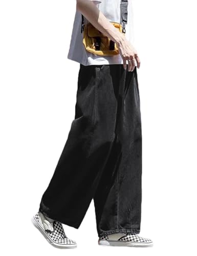 Nutriangee Men's Loose Wide Leg Jeans Straight Baggy Hip hop Streetwear Skateboard Denim Pants3