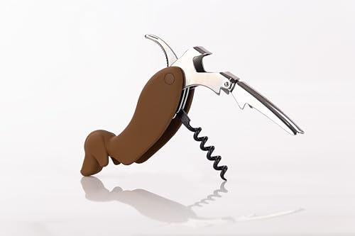 Spirale en téflon et acier robuste pour ce tire-bouchon marron durable