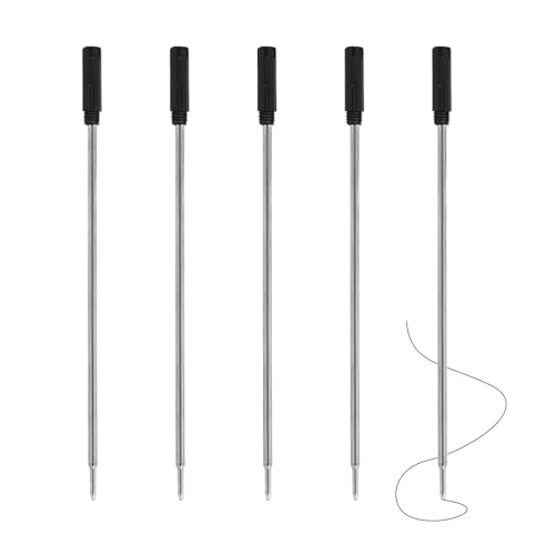 5 Pack Pen Refills Medium Black Roller Pointe Metal Medium Refills 11.6cm Compatible with Cross 8513 Ballpoint Pens Black Ink Replacement Cartridges Quick Drying Office and Personal Use