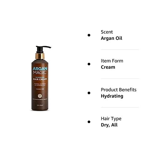 Argan Magic Nourishing Hair Cream - Hydrates, Conditions, And Eliminates Frizz For All Hair Types | Seals In Shine | Made In Usa, Paraben Free, Cruelty Free (8.5 Oz) #TOP6