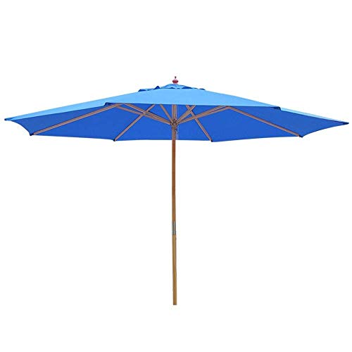 Blue 13ft XL Outdoor Patio Umbrella w/German Beech Wood 8 Ribs Pole Beach