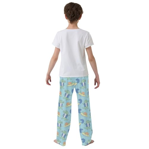 Crocodile Turtle Surf Boys Long Pants Soft Trousers Elastic Waist Kids Lounge Bottoms with Pockets S-XL3
