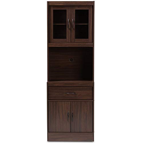Baxton Studio Laurana Modern And Contemporary Dark Walnut Finished Kitchen Cabinet And Hutch #TOP4
