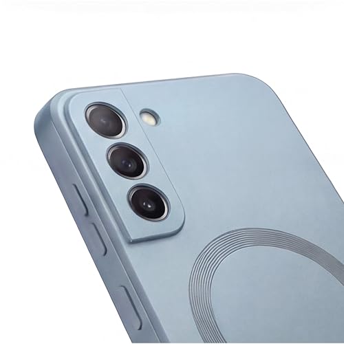 Image of amazon basics Premium Mag-Safe Case for Samsung Galaxy S21FE 5G | Shockproof & Anti-Scratch Cover | Soft Silicone with Wireless Charging | Camera Lens Guard - Blue