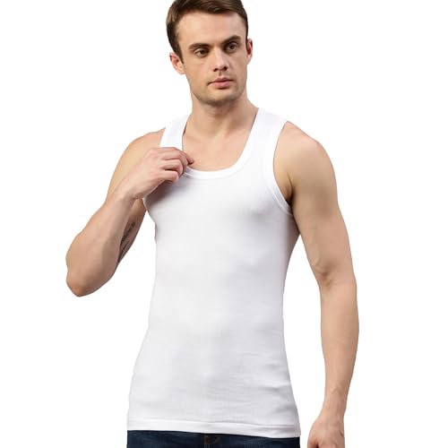 Image of sporto Macho Men's Vest | 100% Combed Cotton | U Neck Sleeveless Innerwear | Soft Hand Feel Comfort Fit | Good Absorbency | Everyday Wear | Color May Vary (Pack of 3)