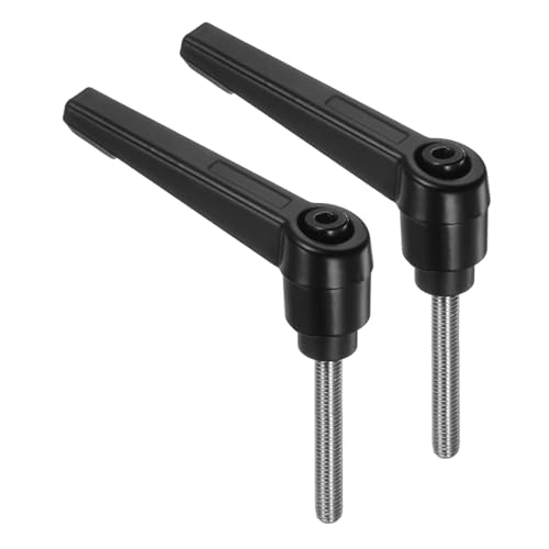 Image of uxcell 2pcs Clamping Lever Handles, M5 x 40mm 304 Stainless Steel Threaded Male Stud, Adjustable Handles Locking Quick Release Ratchet Push Button Bolt Knobs, Black