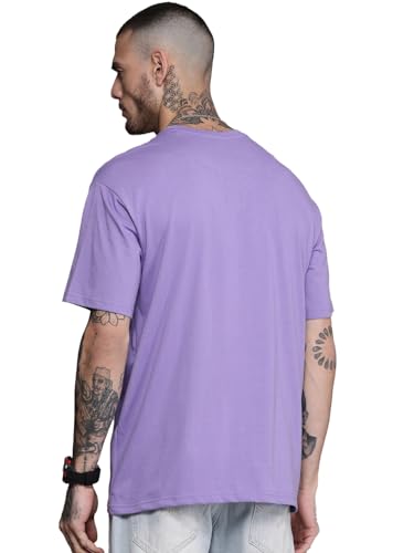 Image of LEOTUDE Half Sleeve Oversized Tshirt for Men, Round Neck Cottonblend Drop Shoulder Solid T-Shirt (Color Multicolor)
