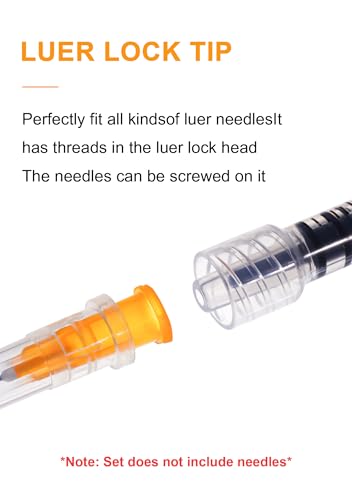1ml luer lock syringes without needle - syringe with cap sterile individually sealed professional industrial amp personal home care 50 pack