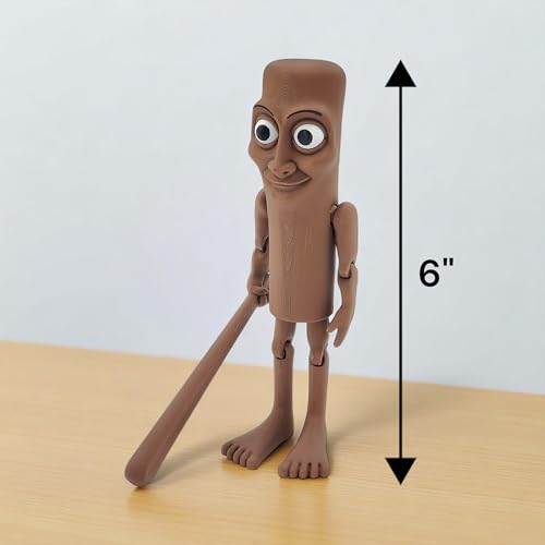 Image of qwik3D Tung Tung Tung Sahur Action Figure | 6-Inch Meme Toy | Italian Brainrot Collectible | 3D Printed Articulated Model with Bat | Funny Viral Figurine Gift | Brown (Pack of 1)