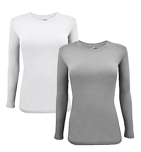 Image of Natural Uniforms Women's Long Sleeve Underscrub T-Shirt - Cotton Blend Scrub Base Layer for Nurses & Medical Professionals
