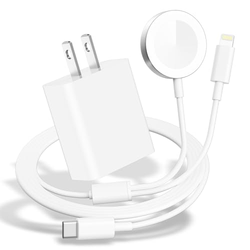Apple Watch & iPhone Charger - 2 in 1 USB C Fast Charging Cable for Apple Watch Series SE/9/8/7/6/5/4/3/2/1 & iPhone 14/13/12/AirPods - 20W USB C Wall Charger