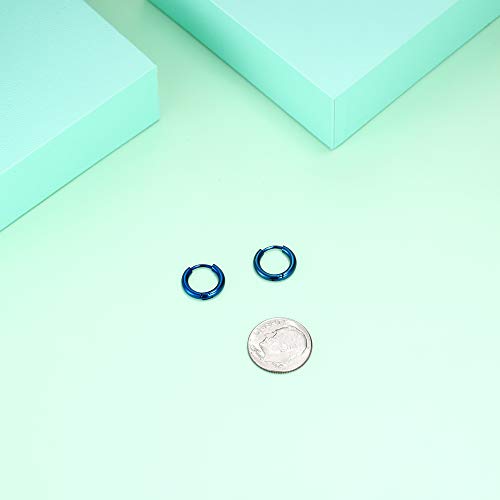 Image of 316L Surgical Stainless Steel Huggie Hoop Earrings 6mm 8mm 10mm 11mm 12mm 14mm Hypoallergenic Earrings Ring Cartilage Helix Lobes Hinge Sleep Earrings for Men Women