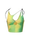 CAPE CLIQUE Rave Top Concert Outfit for Womens Y2K Tops Sexy Going Out Crop Tops Body Print Sleeveless Club Summer Cami Tank Top Green Small