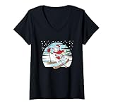 Photo Gallery donna pupazzo di neve sci sci santa nicola xmas avvento regalo maglietta con collo a v Photo Gallery donna pupazzo di neve sci sci santa nicola xmas avvento regalo maglietta con collo a v