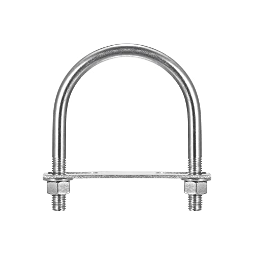 Image of uxcell Round U-Bolts, 2 Sets 91mm(3.58 inch) Inner Width 127mm Length M12 304 Stainless Steel U Clamp Bolt with Nuts Washers and Plates, for Boat Trailer