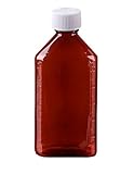 Oval Pharmacy Bottle for Liquid Medicine – Amber Medicine Bottle - Child Resistant Cap – 6 oz – Pack of 50 - Prescription Pharmacy Bottle, Pharmacy Container, Prescription Plastic Container by Sponix