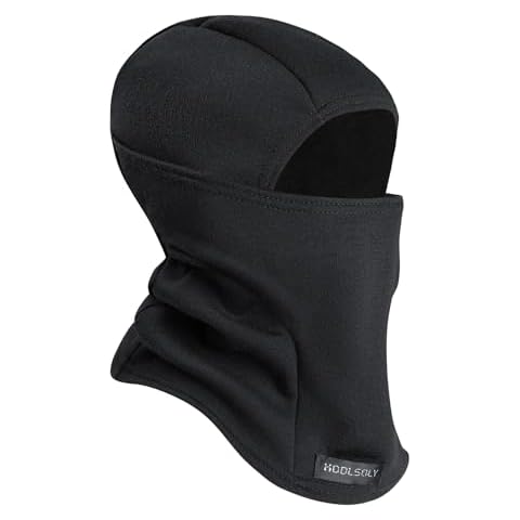 KOOLSOLY Kids Balaclava Face Mask, Winter Hat Face Warmer for Cold Weather Ski Mask for Boys Girls Black Cover